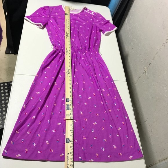 Vintage 1960s Summer Spring Print Dress Fit and Flare Belted - Picture 12 of 16